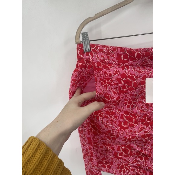 J. Crew Factory High Rise Floral Print Short Pink Red Linen‎ Blend Womens 14 NEW - Picture 11 of 11